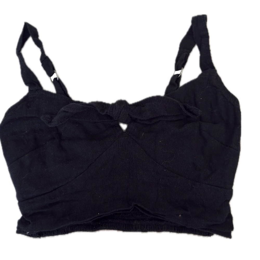 hollister black tied tank w ribbed back and adjustable straps